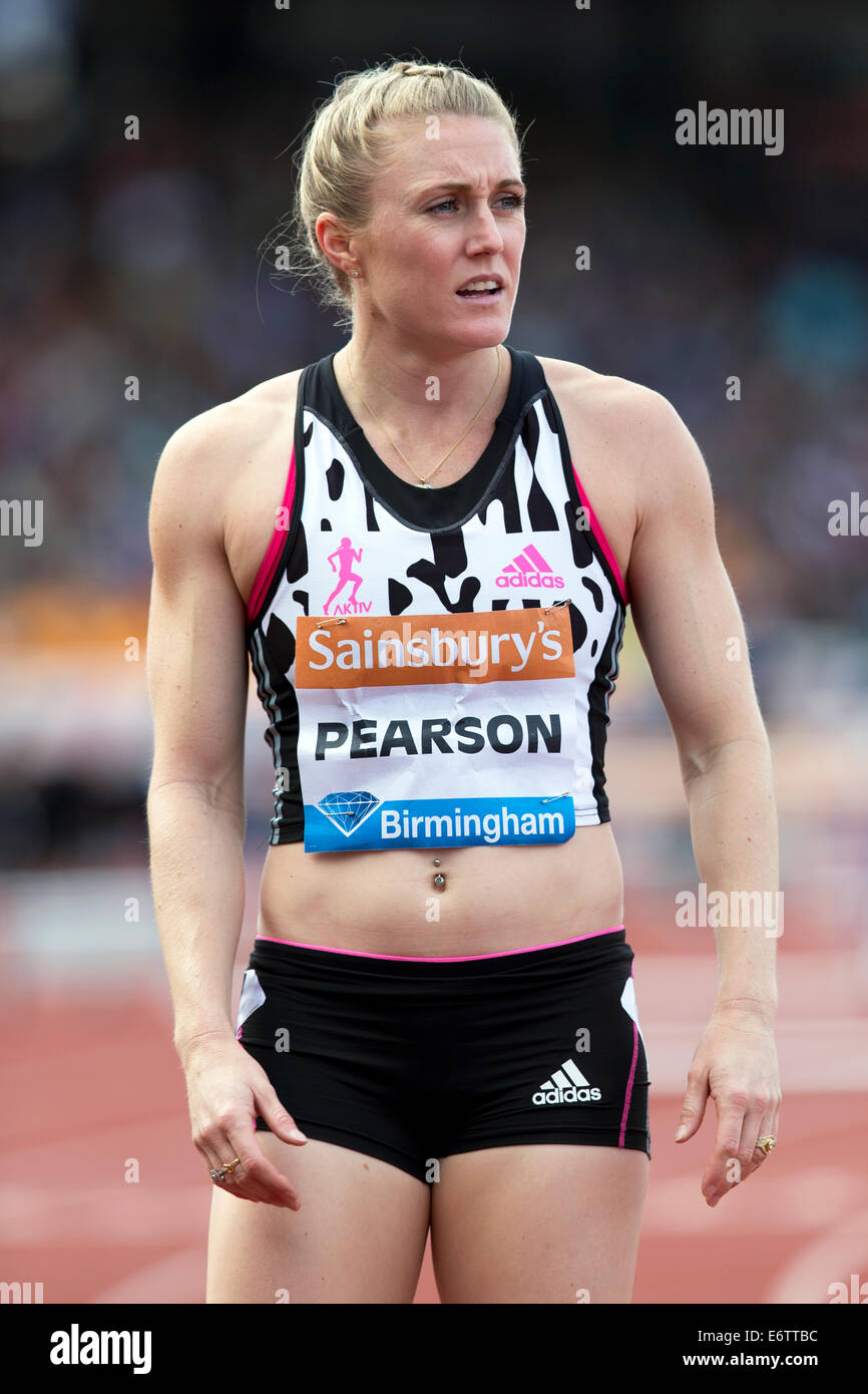 Sally PEARSON 100m Hurdles, Diamond League 2014 Sainsbury's Stock Photo