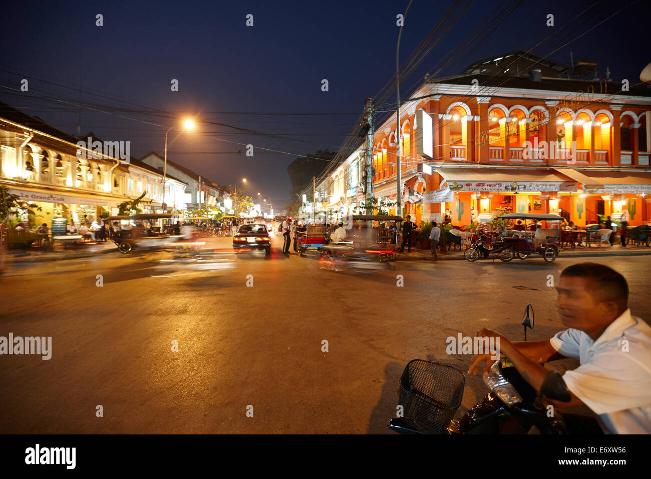 Street scenery in french quarter of old town, Siem Reap, Cambodia Stock