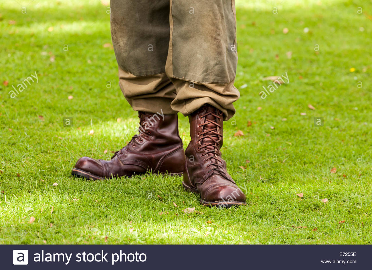 World War Two. American Army Paratrooper Boots Stock Photo, Royalty