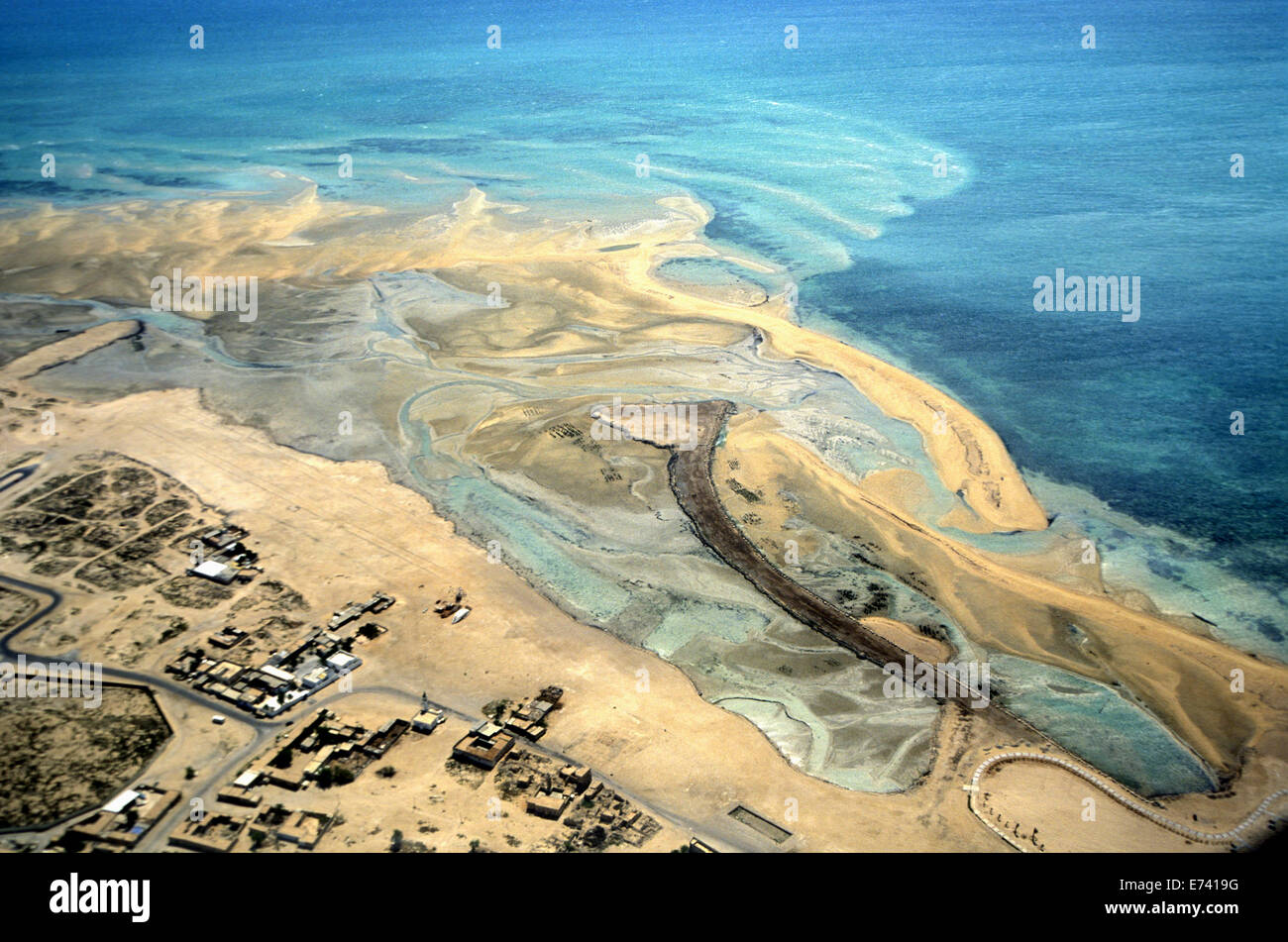 Aerial view of the Gulf coastline south of Doha, Qatar, 1995 Stock