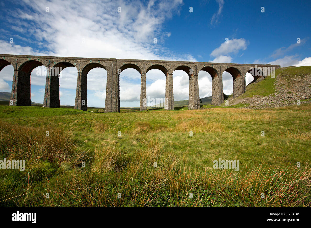 Ribblehead viaduct, massive 19th century British rail bridge crossing