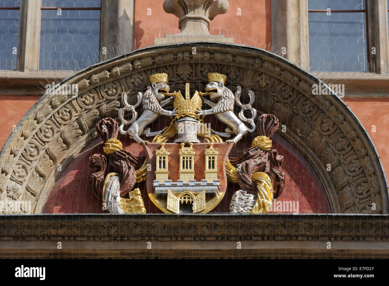 A Decorative Coat Of Arms On The Exterior Wall Of The Old Town Hall In