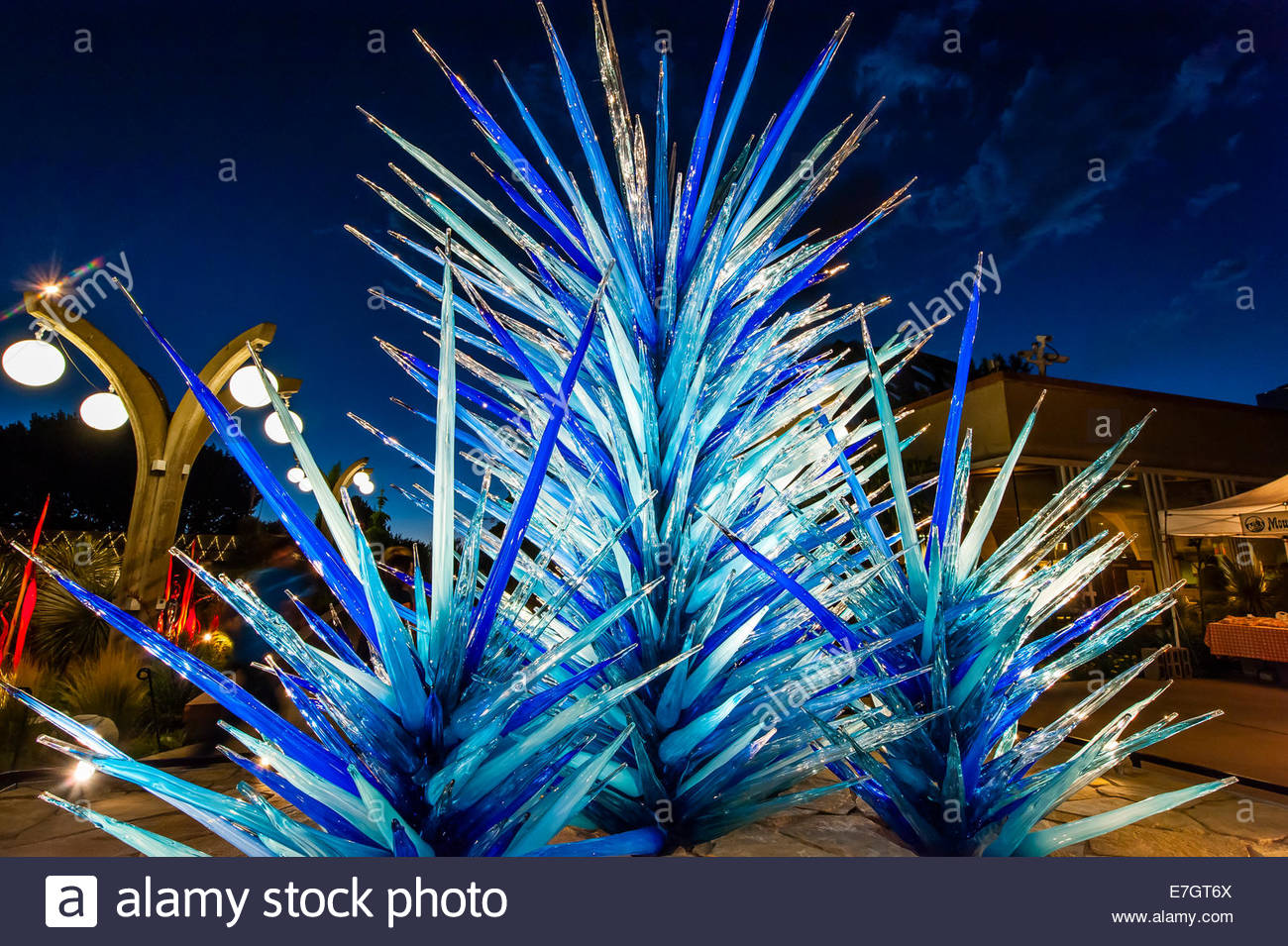 "Blue Icicle Towers", Dale Chihuly Exhibition (blown glass), Denver Stock Photo, Royalty Free