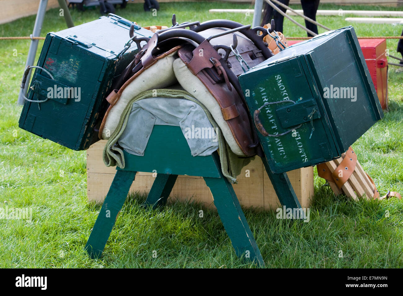 Pack saddle for a mule that was used in ww11 burma Stock Photo, Royalty