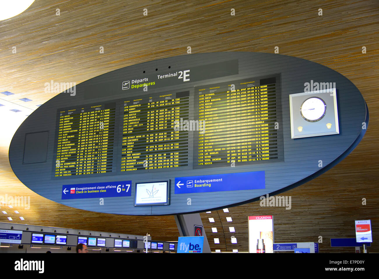 Arrival Departure Display Charles De Gaulle International Airport CDG Stock Photo, Royalty Free
