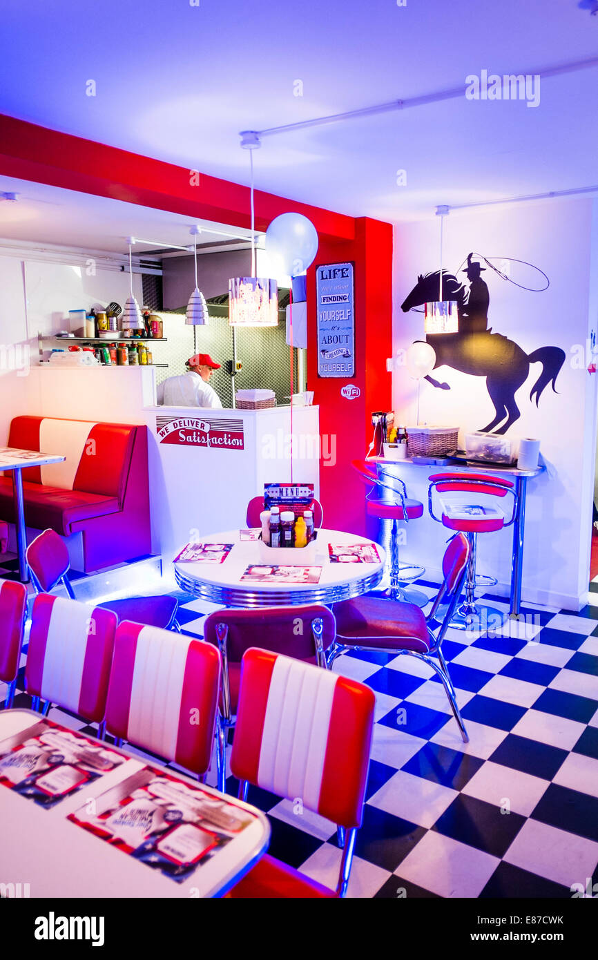 interior: "aberyankee" american diner style themed cafe restaurant interior: "aberyankee" american diner style themed cafe restaurant