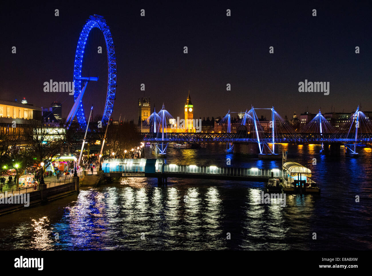 View At Dusk Towards The London Eye The Palace Of Westminster