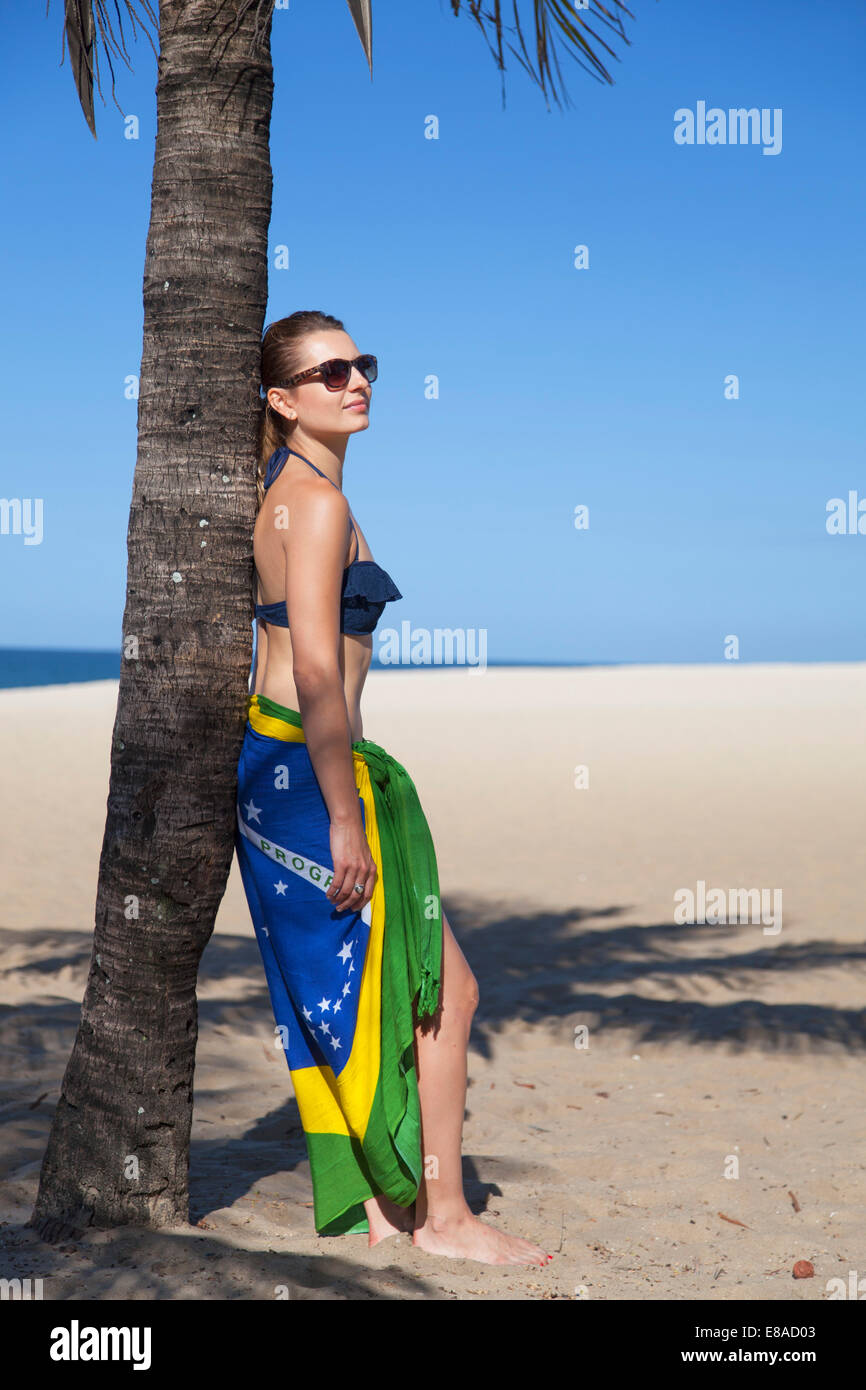 Woman On Ipanema Beach Rio De Janeiro Brazil Stock Photo Alamy