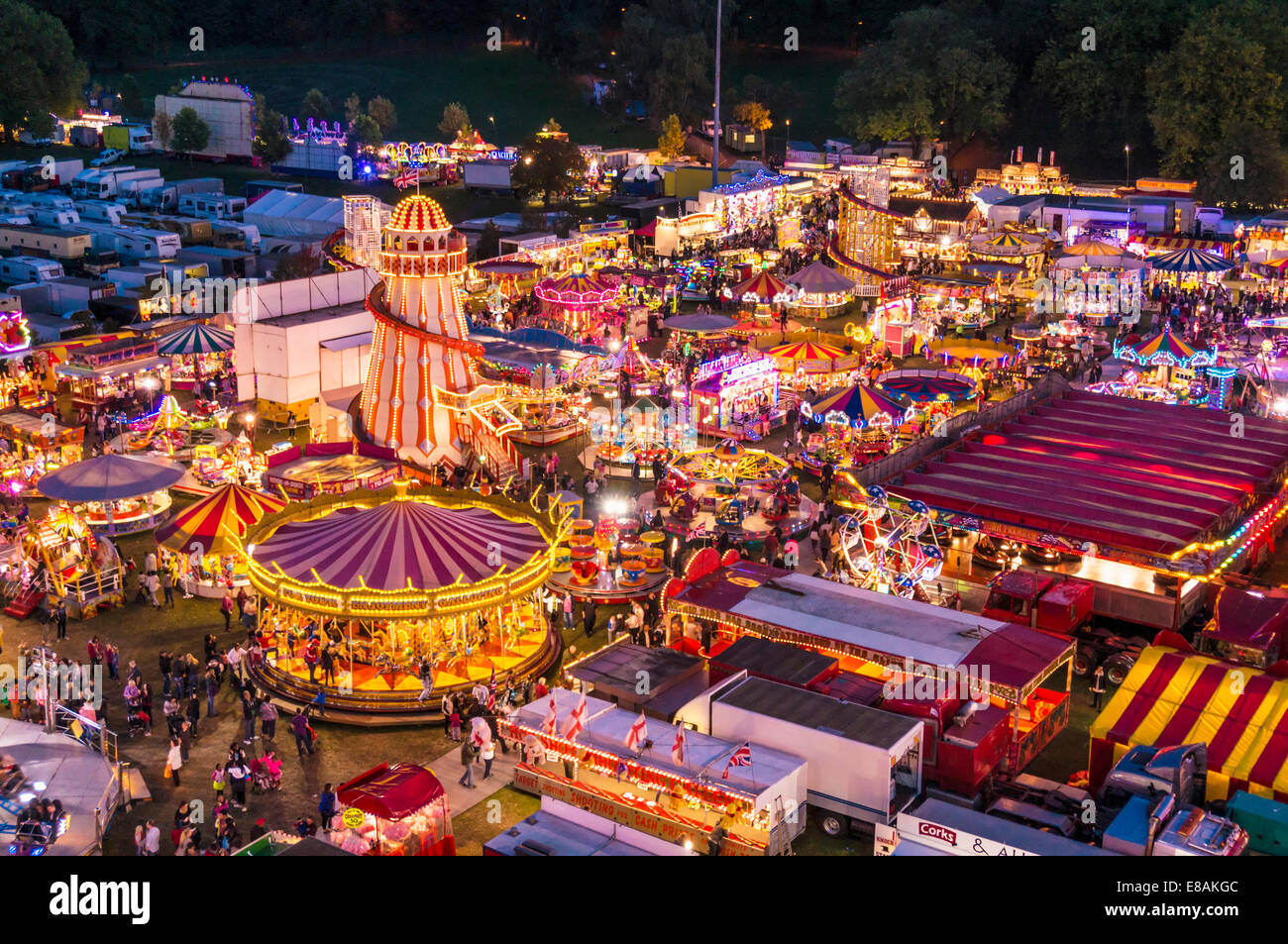 fairground rides at the Goose fair Nottingham East midlands Stock Photo