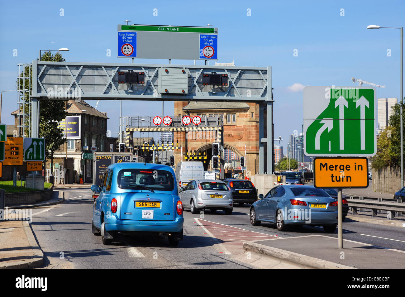 Traffic on A102 Blackwall Tunnel Approach, London England United Stock