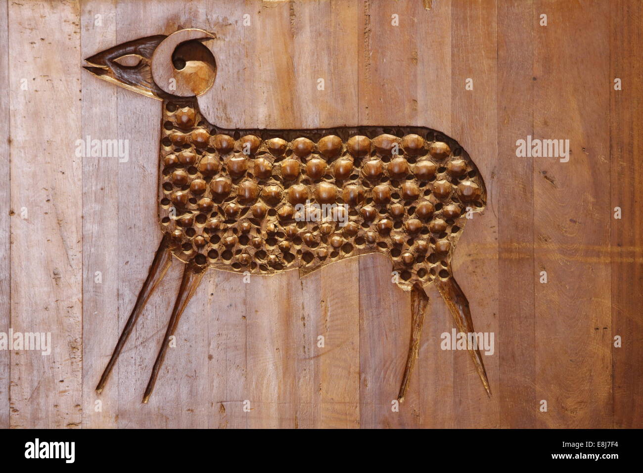 Carved wooden relief depicting CandomblŽ Afro Brazilian religion