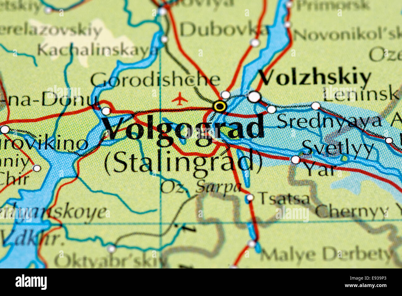 Map close up of Volgograd / Stalingrad, Russia Stock Photo: 74446907