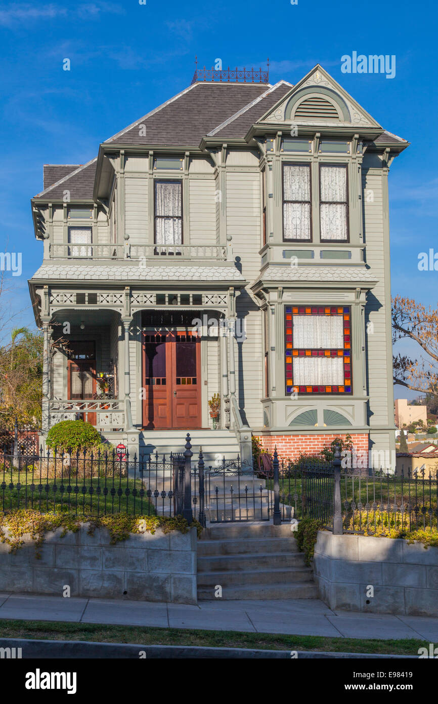 Victorian homes in Angelino Heights. Los Angeles, California, USA Stock