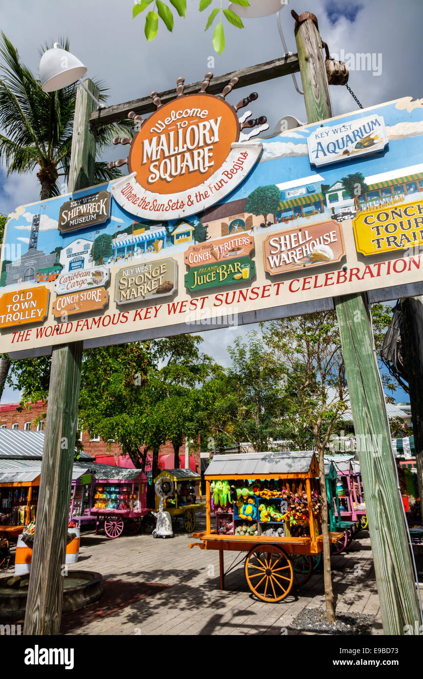 Florida Key West Mallory Square shopping souvenir display sale sign