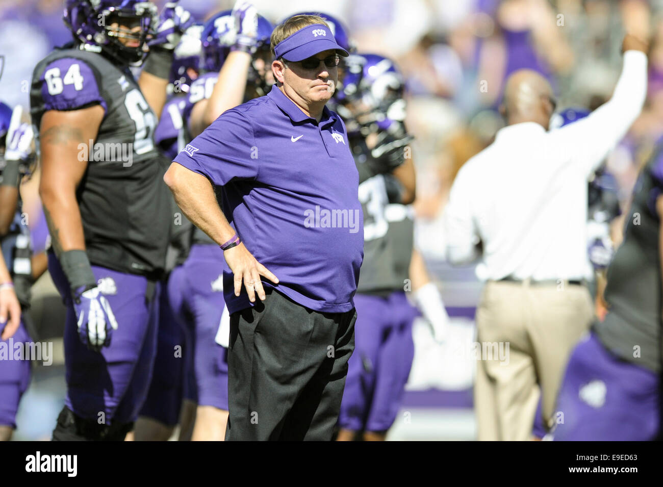 Tcu Horned Frogs Head Coach Gary Patterson Works With His Players Stock Photo Royalty Free