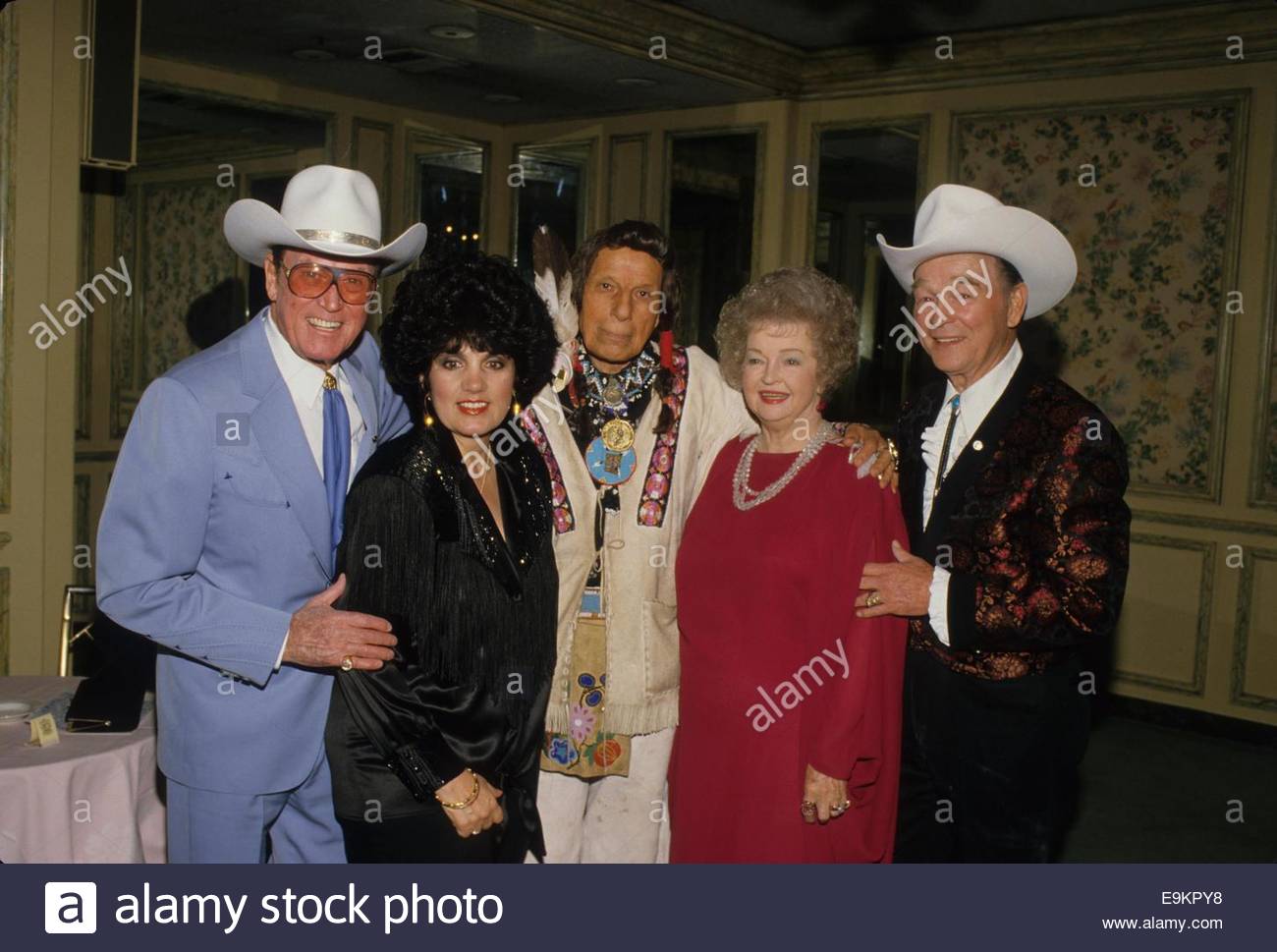 Clayton Moore with wife, Iron Eyes, ROY ROGERS, Dale Evans.f5689