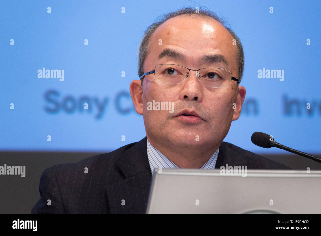 Hiroki Totoki, Sony Corp.&#39;s corporate Executive, attends an earnings announcement at Sony&#39;s head office in Tokyo on Friday, October 31, 2014 - tokyo-japan-31st-oct-2014-hiroki-totoki-sony-corps-corporate-executive-E9RHCD