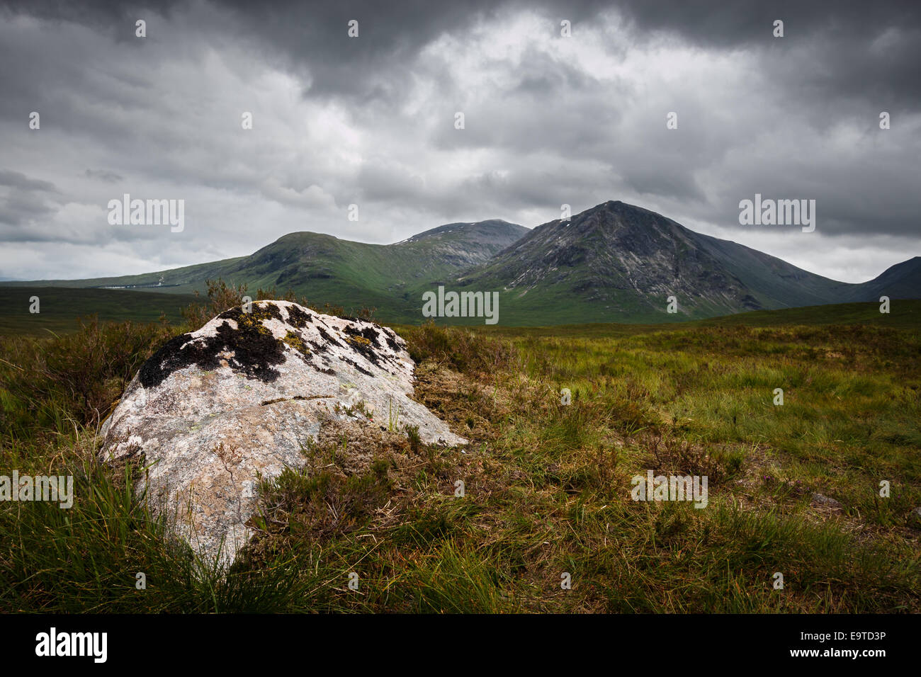 Scottish Highlands landscape during stormy weather Stock Photo, Royalty