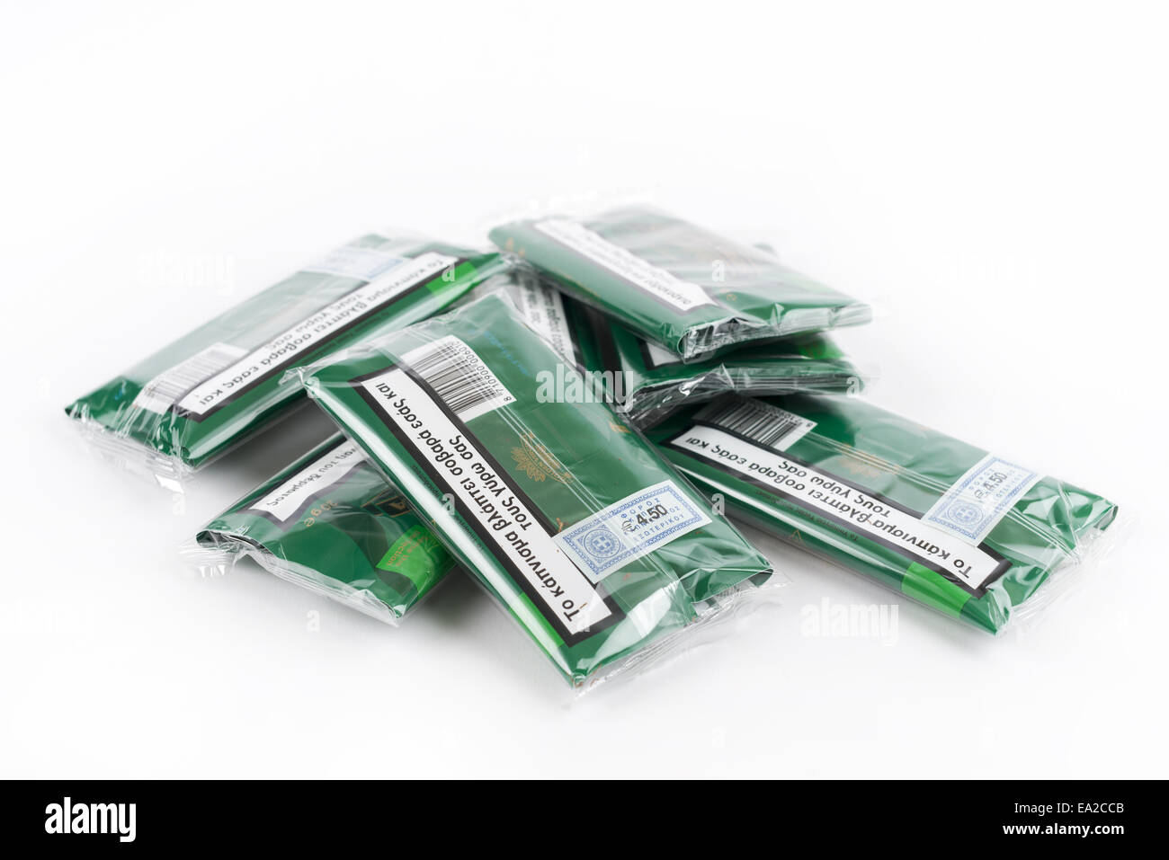 Pouches Of Imported Golden Virginia Rolling Tobacco From Greece Stock pouches-of-imported-golden-virginia-rolling-tobacco-from-greece-stock