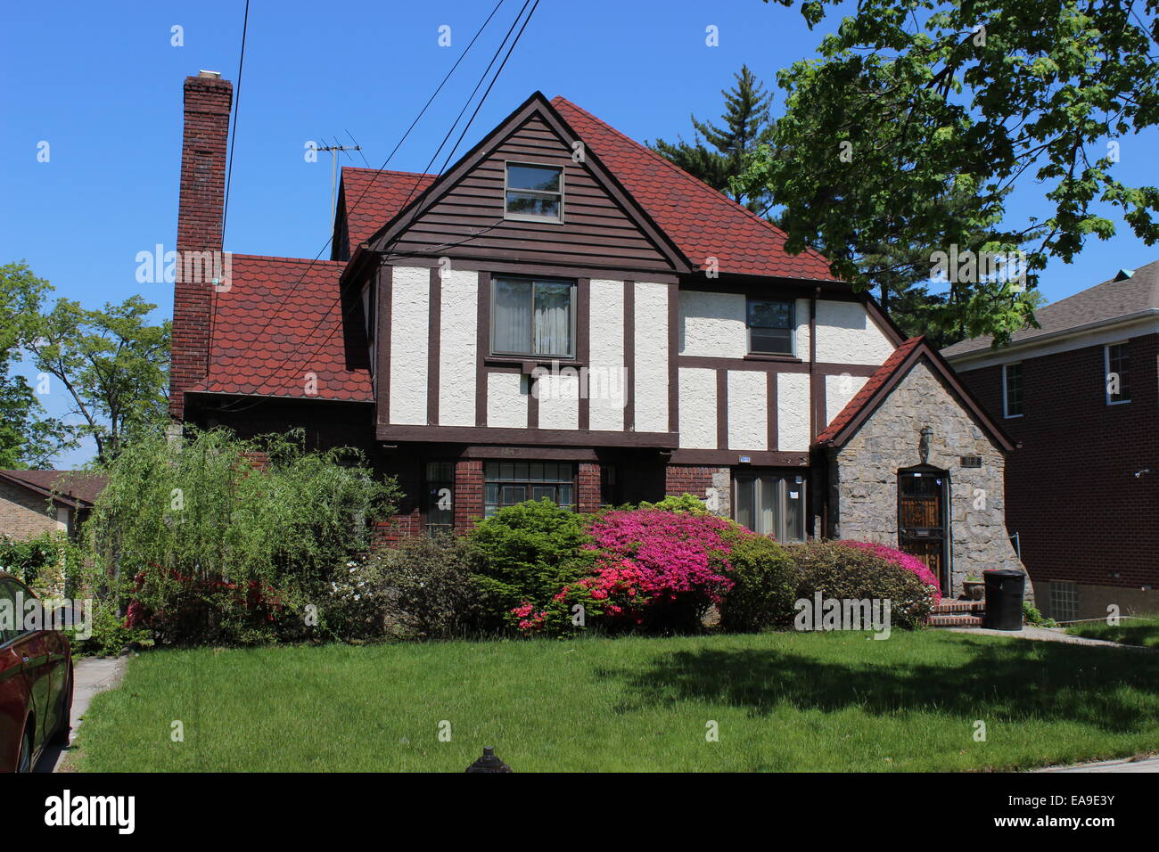 Tudor Revival House, Jamaica Estates, Queens, New York Stock Photo, Royalty Free Image: 75196687 