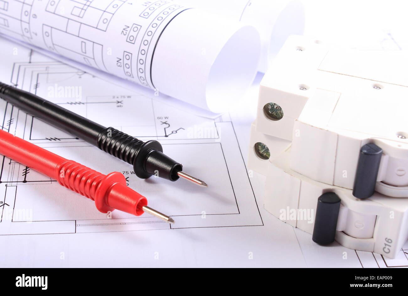 cables of multimeter electric fuse and electrical construction drawings of house electrical drawings and tools for engineer jo