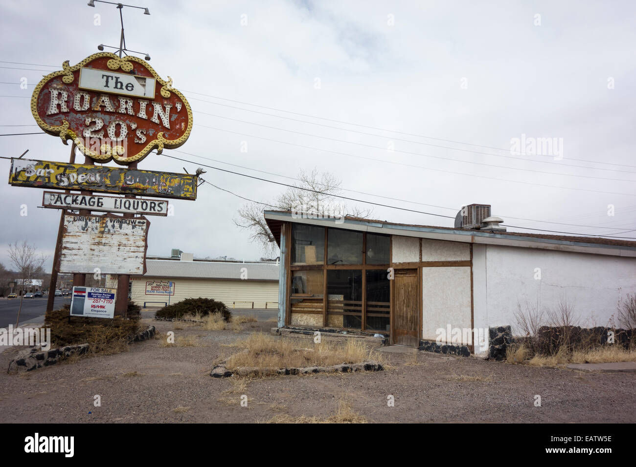 abandoned building along historic Route 66 in the downtown area of