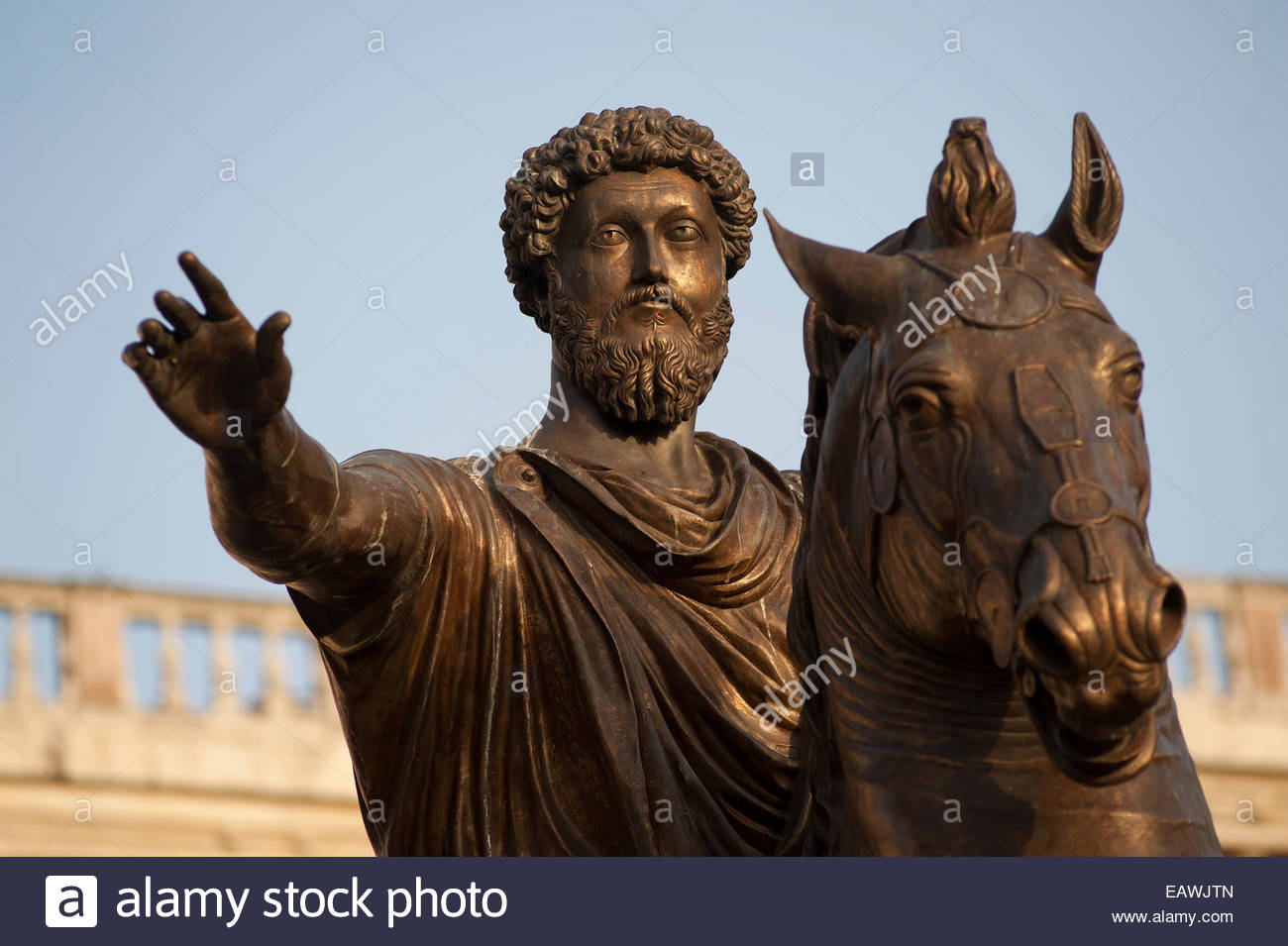 The Equestrian Statue Of Marcus Aurelius Stands On Capitoline Hill EAWJTN 