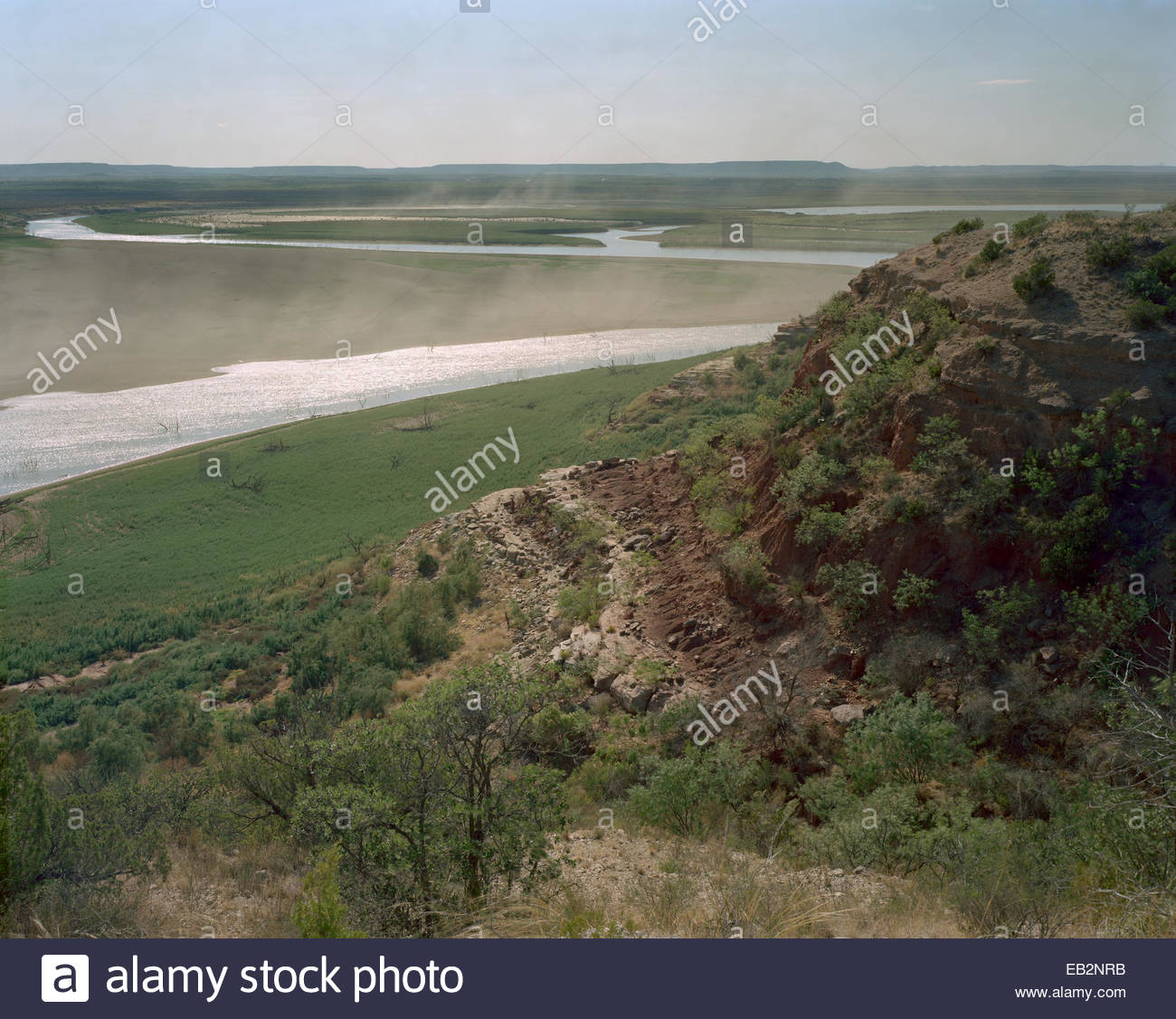 The E. V. Spence Reservoir after a prolonged drought Stock Photo