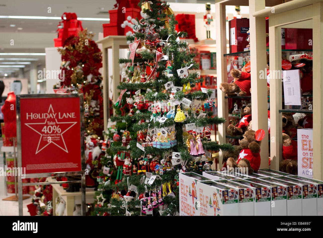 Christmas Tree decorations at Macy&#39;s department store in The Florida Stock Photo, Royalty Free ...