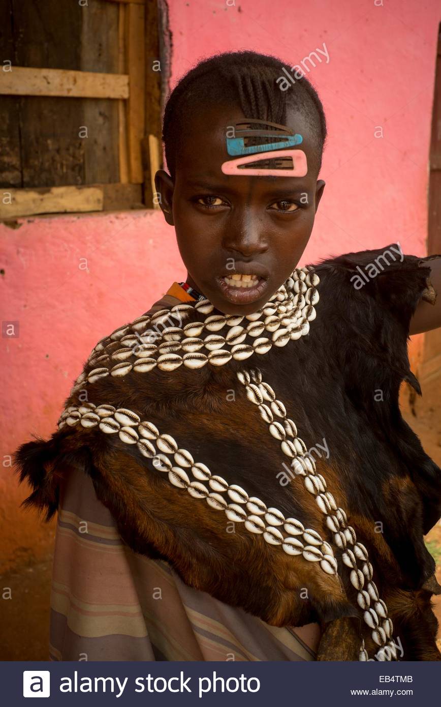 Portrait Of A Bana Girl With Braids And Hairclips Stock Photo