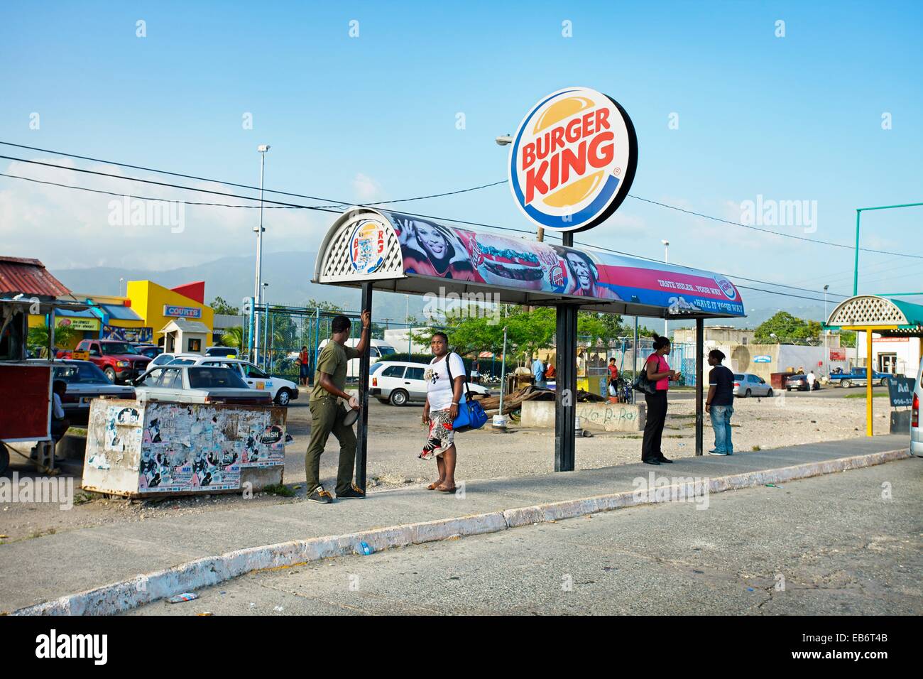 Bus stop, Kingston, Jamaica, West Indies, Caribbean, Central America