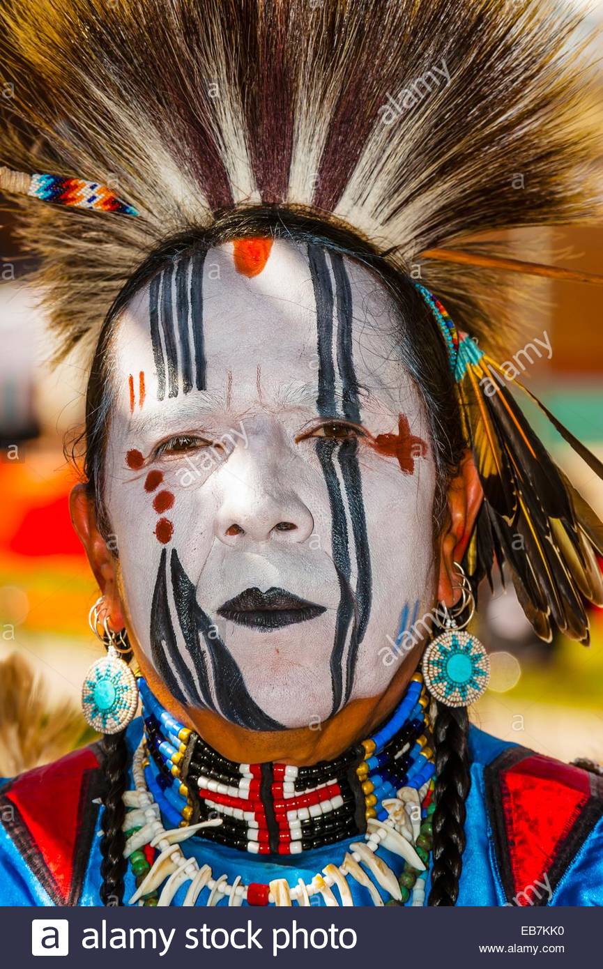 Zuni Indian wearing regalia, Indian Pueblo Culture Center Stock Photo