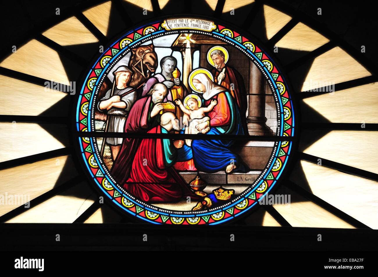 Stained glass window, Holy Family, St. Catherine Church, Bethlehem