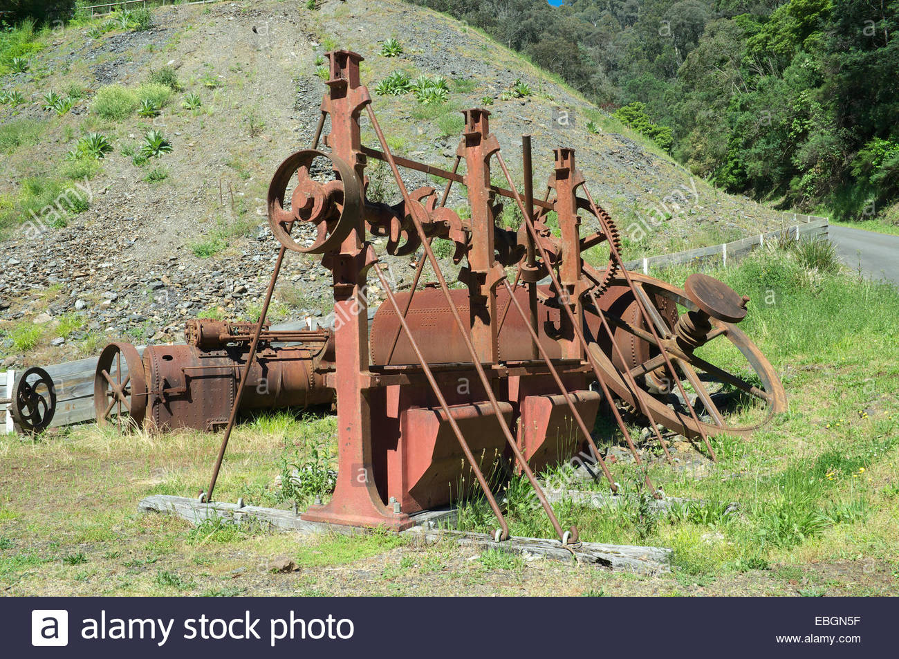 Old rusty mining equipment in Walhalla, in the historic township of