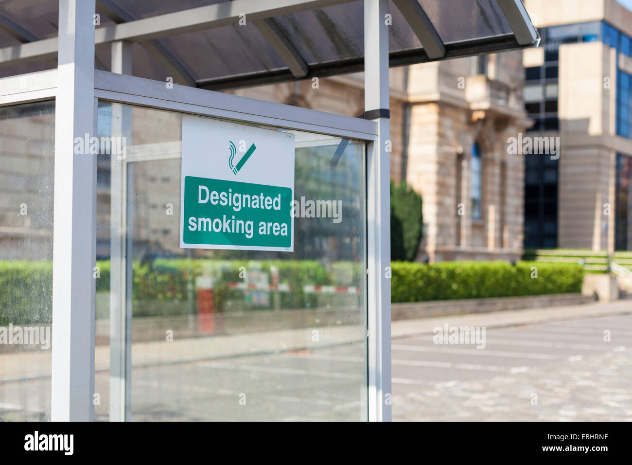Designated Smoking Area shelter for smokers in the grounds of Belfast