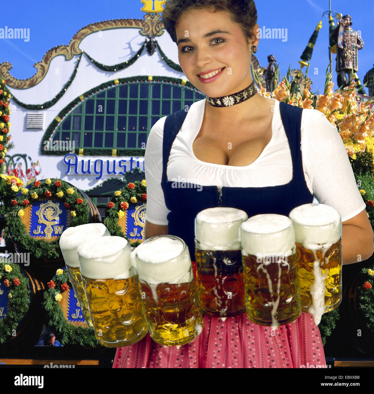 service with beermugs, Oktoberfest in Munich Stock Photo 76194143 Alamy