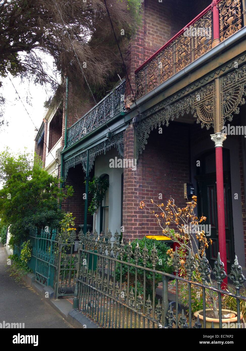 Wrought Iron Balconies Adorn Victorian Residential Buildings Melbourne