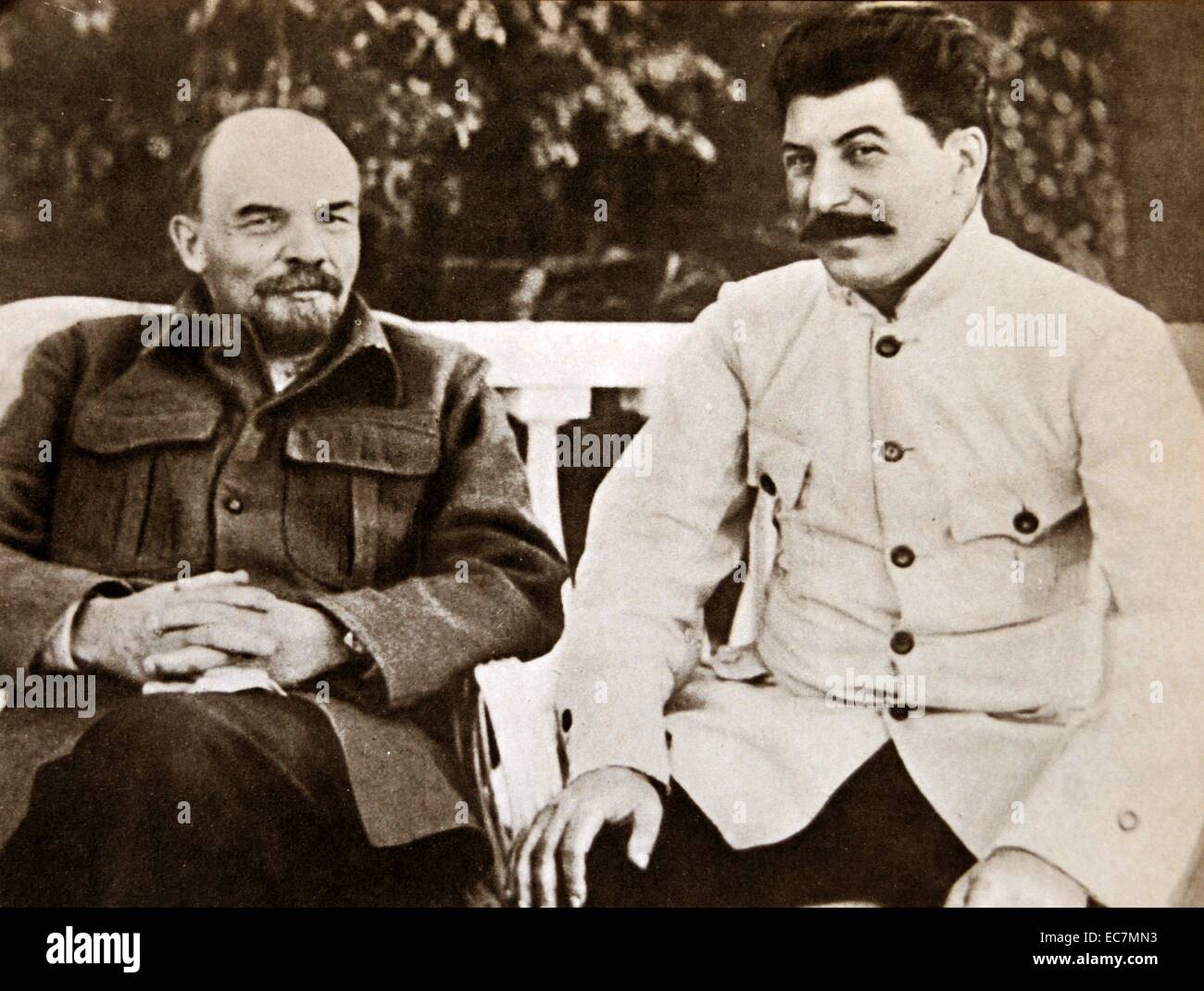 Vladimir Lenin with Josef Stalin 1923. During Lenin's sickness Stock ...
