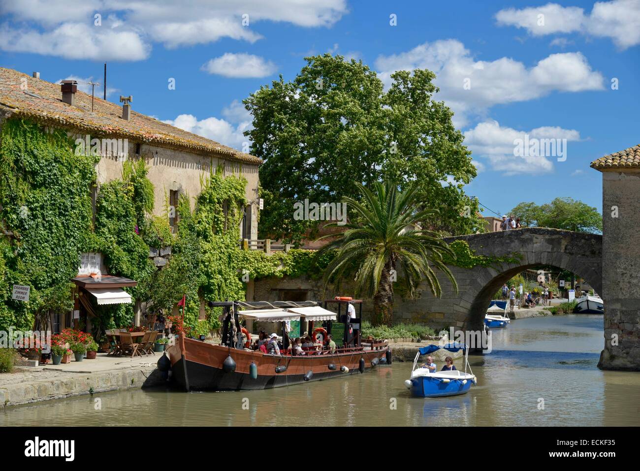 France, Aude, Saint Nazaire d'Aude, Canal du Midi listed as World Stock