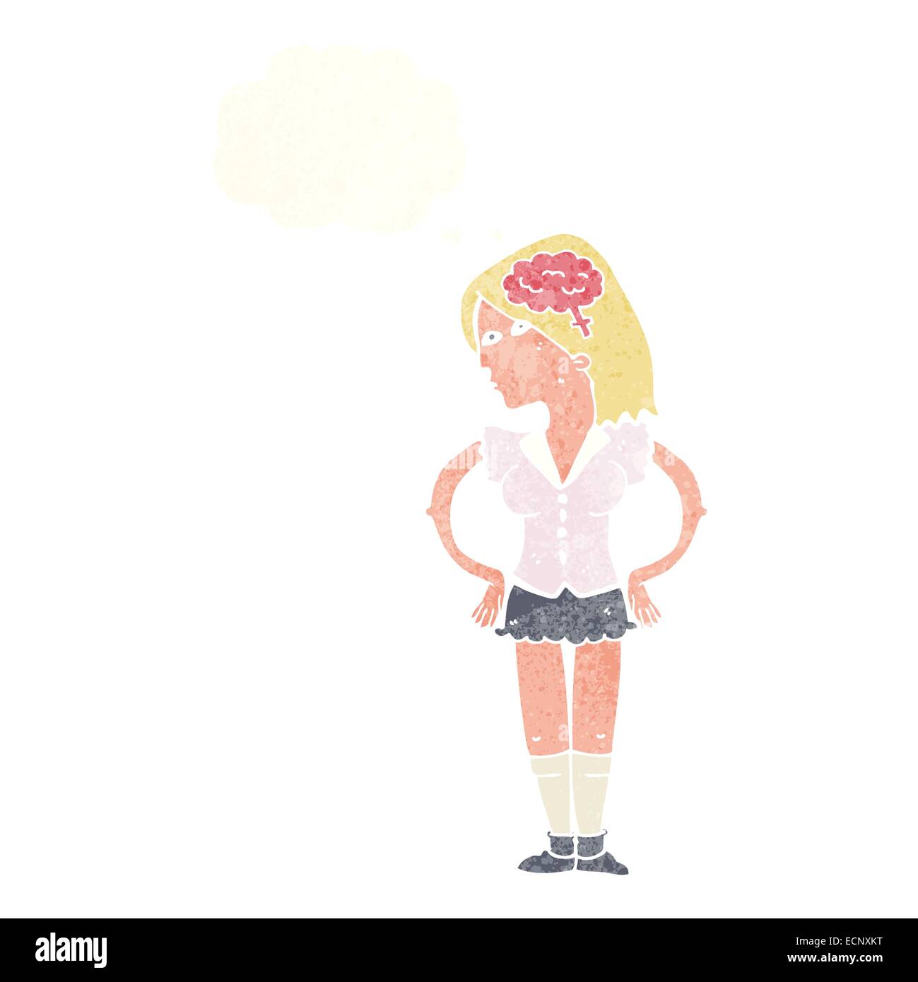 Cartoon Intelligent Woman With Thought Bubble Stock Vector Image Art