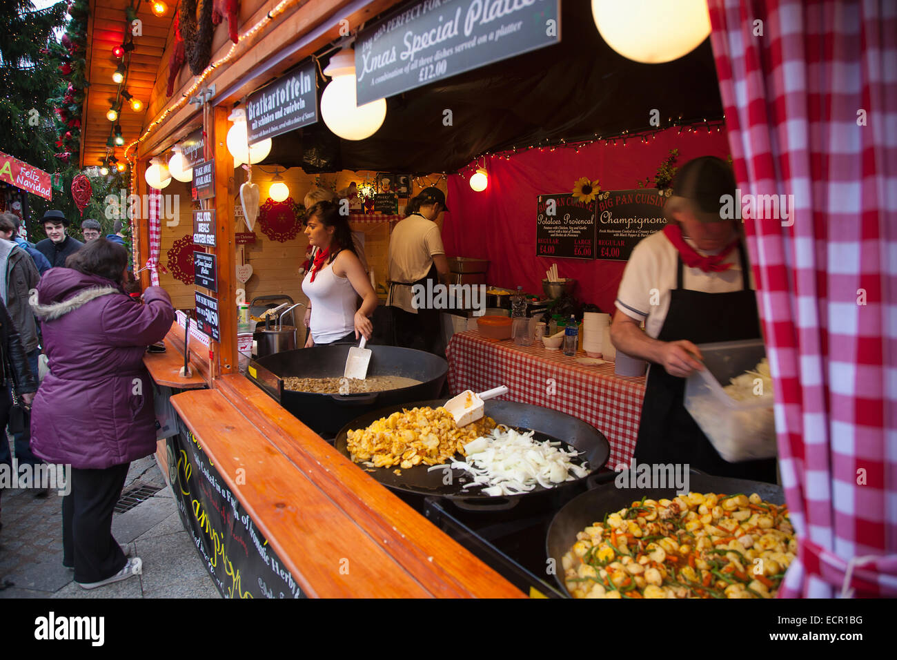 Ireland, North, Belfast, Christmas international food market in the