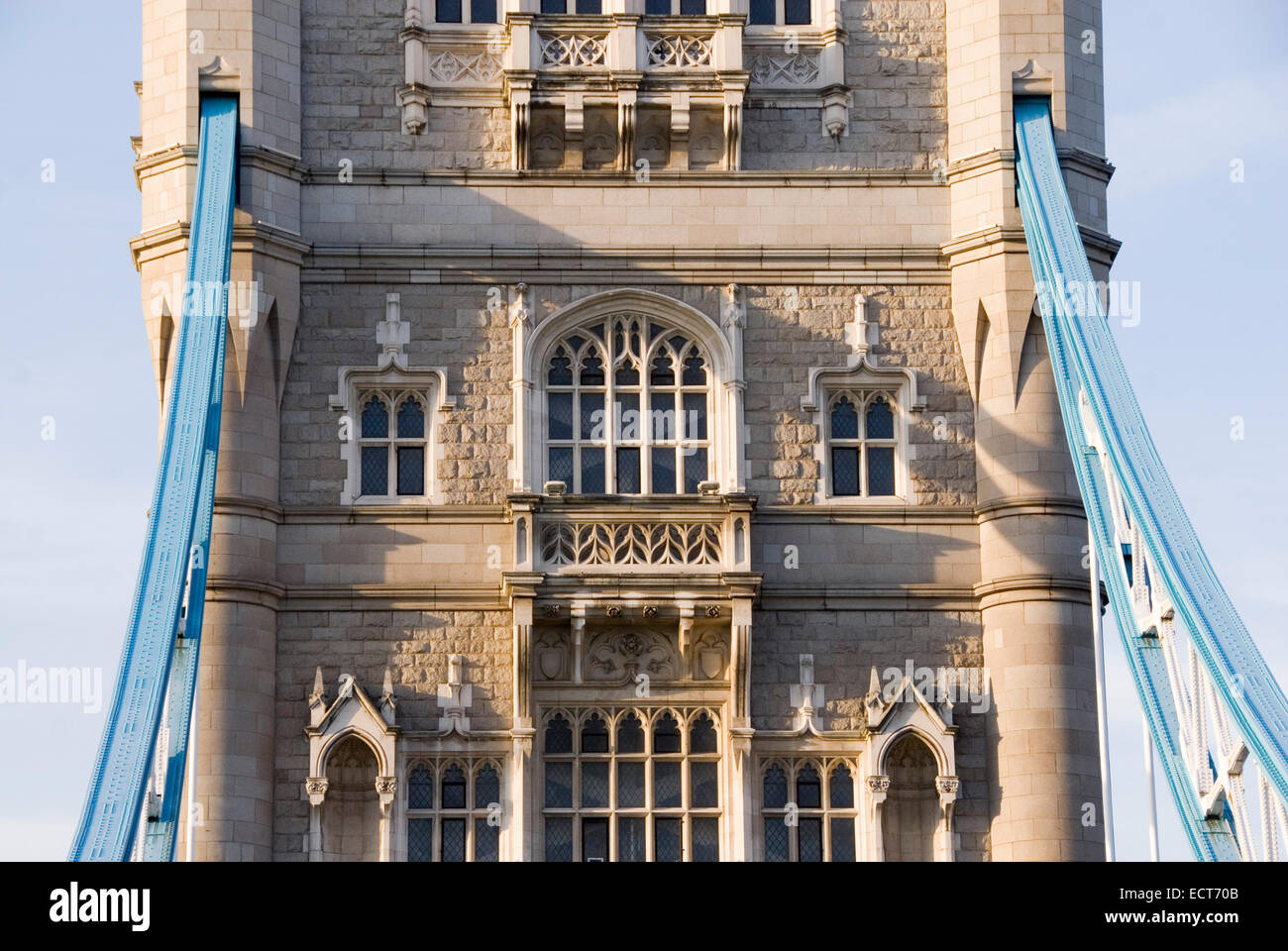 London 20 Aug 2013 Tower Bridge window balcony detail carved in the