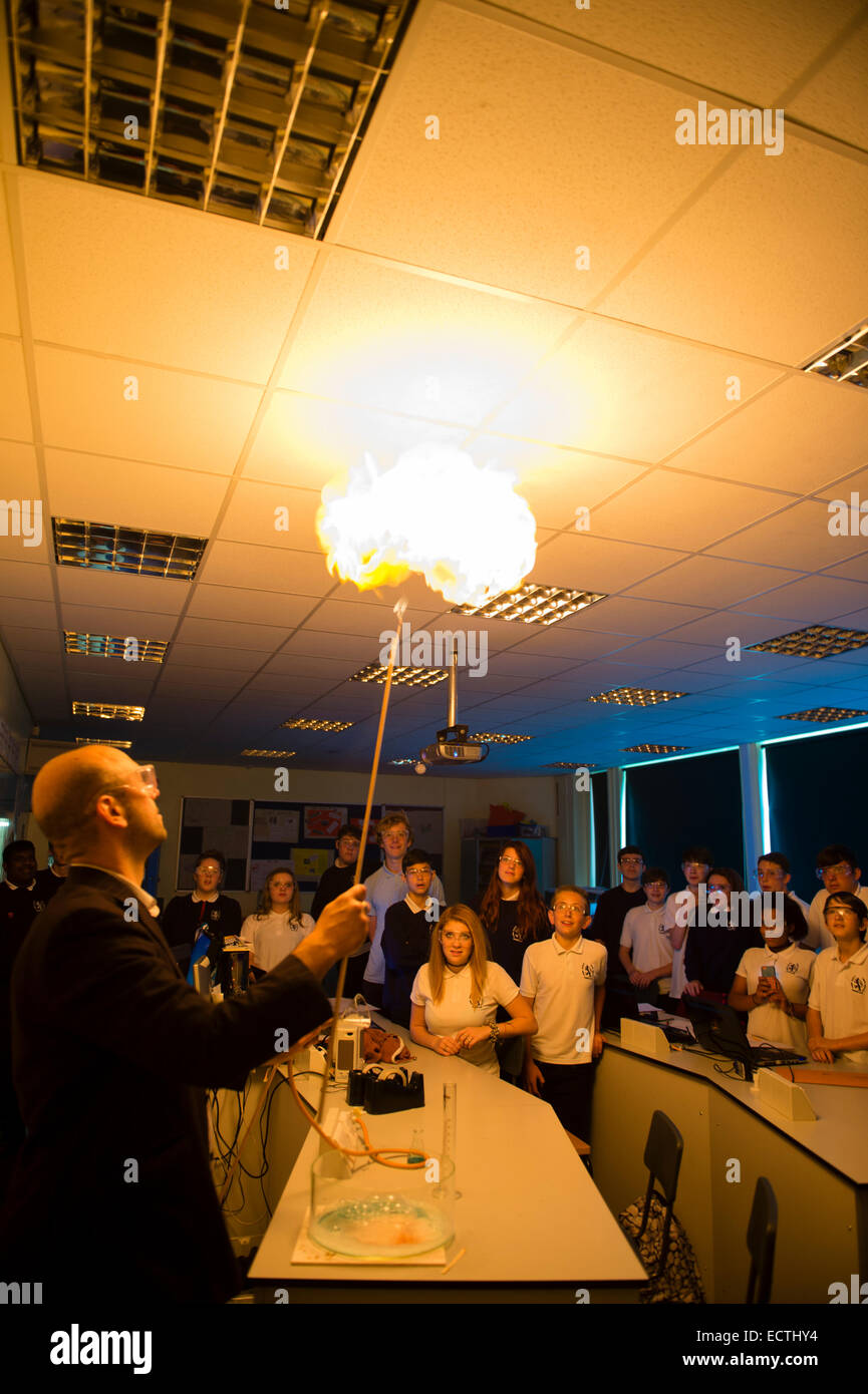 Secondary school science education Wales UK a male science teacher