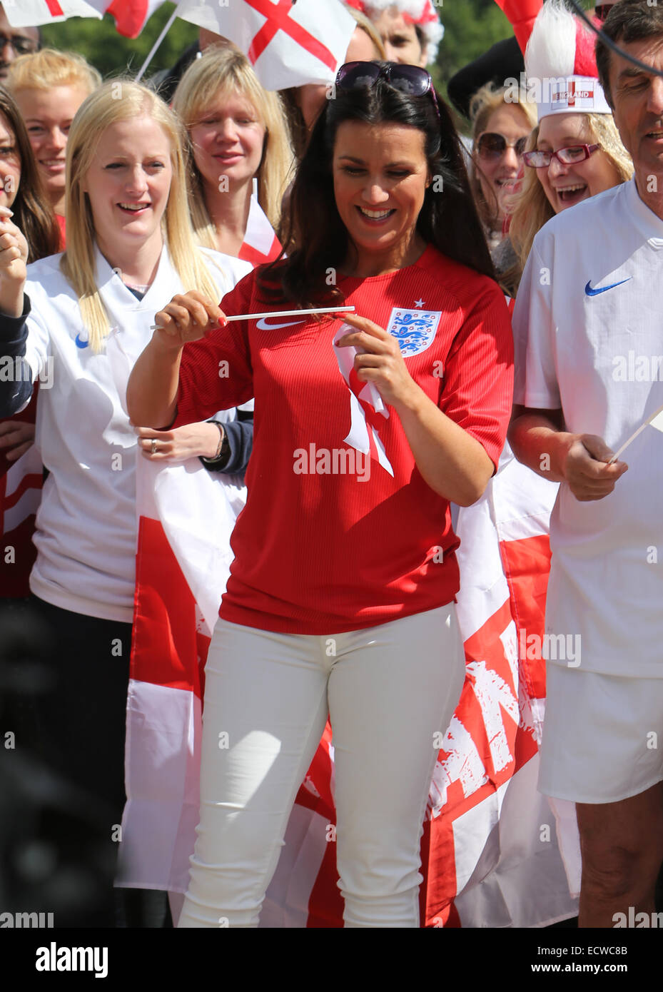 Susanna Reid and Charlotte Hawkins filming a football song outside