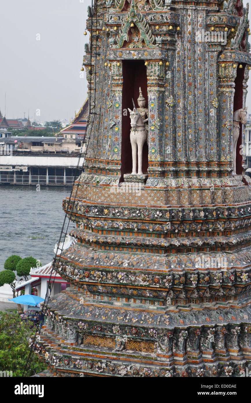 One Of The Towers Prang Wat Arun The Temple Of Dawn Buddhist Temple