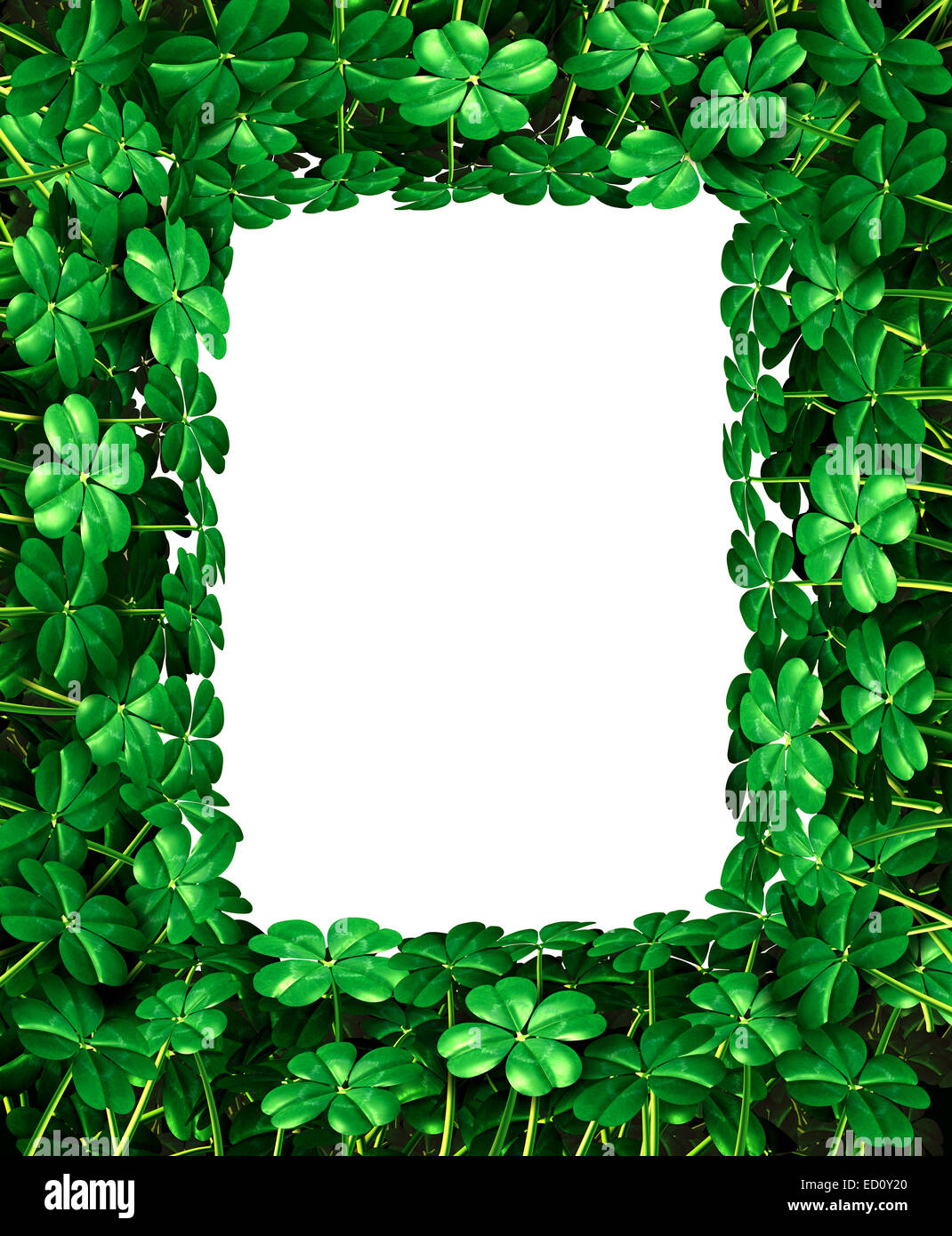 Saint Patrick’s Day clover leaf frame border as a clover with four