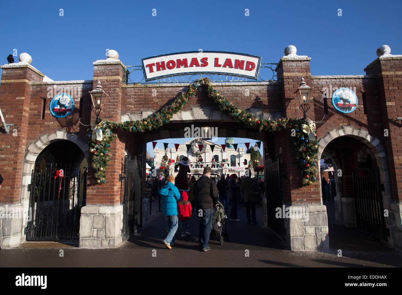 Entrance to Thomas Land at Drayton Manor. Theme park. Christmas time