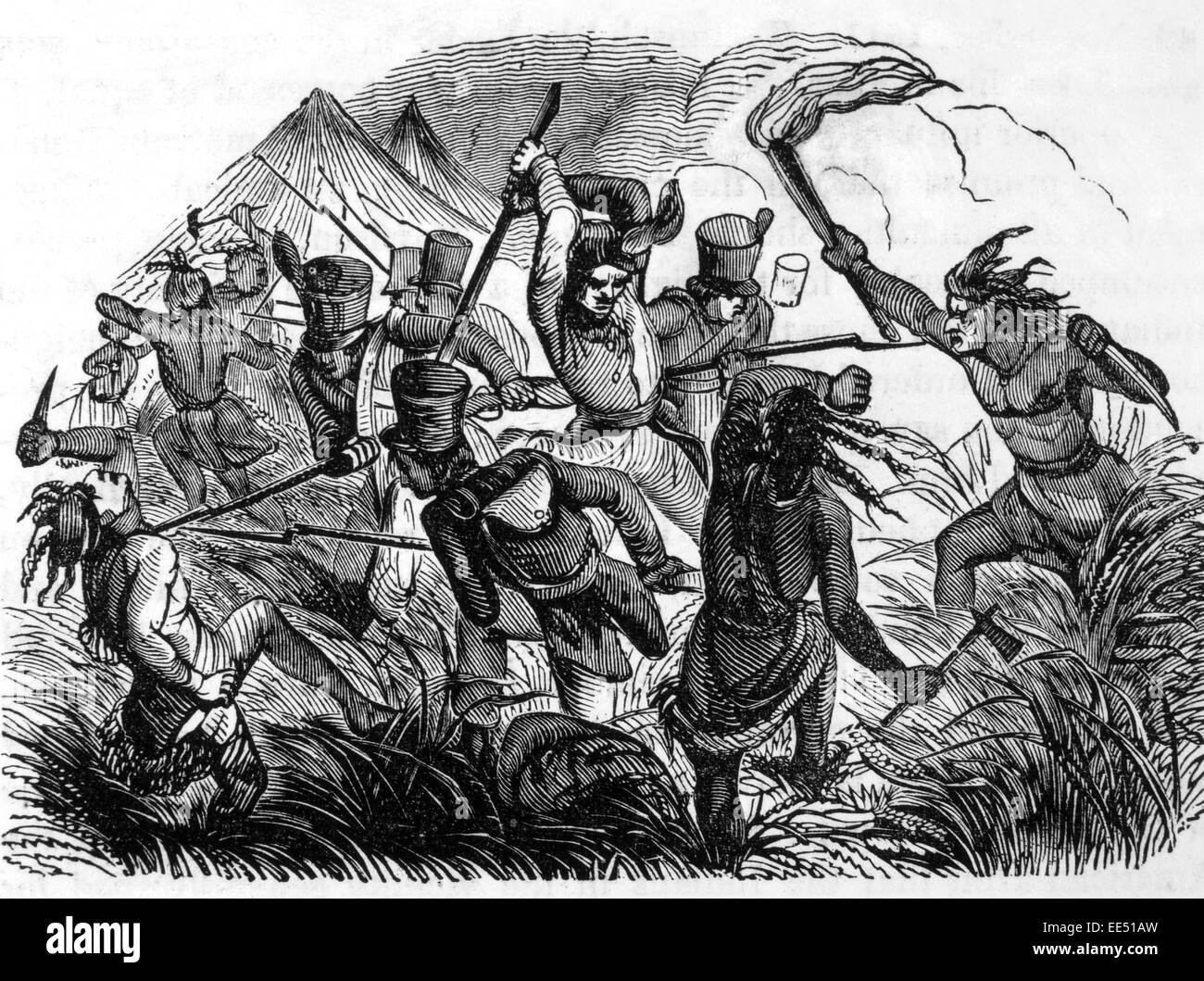 Battle of Tippecanoe November 7 1811 Engraving circa 1849 Stock Battle of Tippecanoe November 7 1811 Engraving circa 1849 Stock