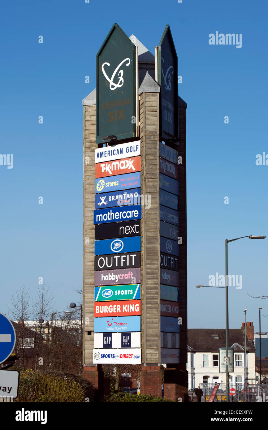 Central Six shops sign, Coventry, UK Stock Photo, Royalty Free Image