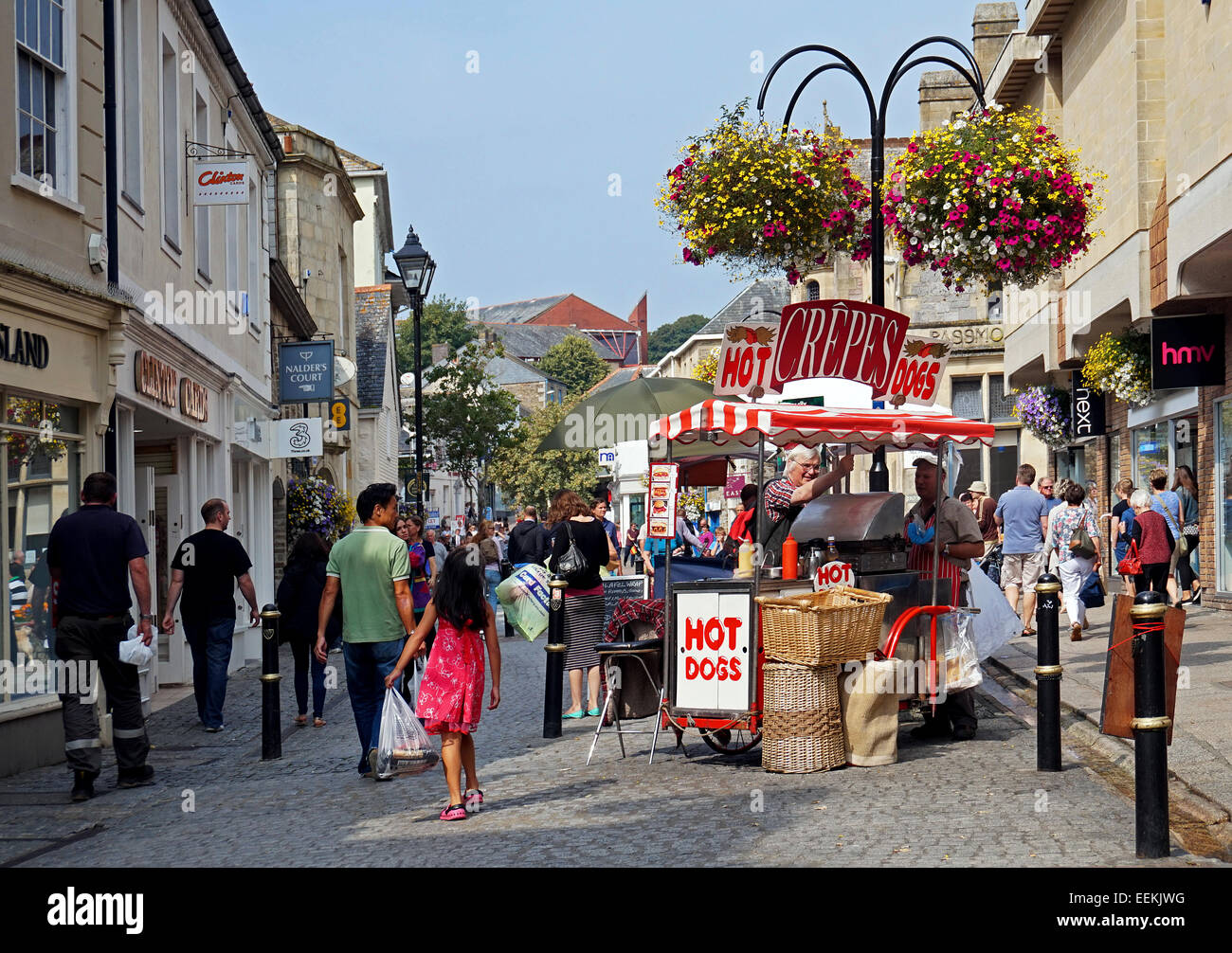 One of the main shopping streets in Truro, Cornwall, UK Stock Photo